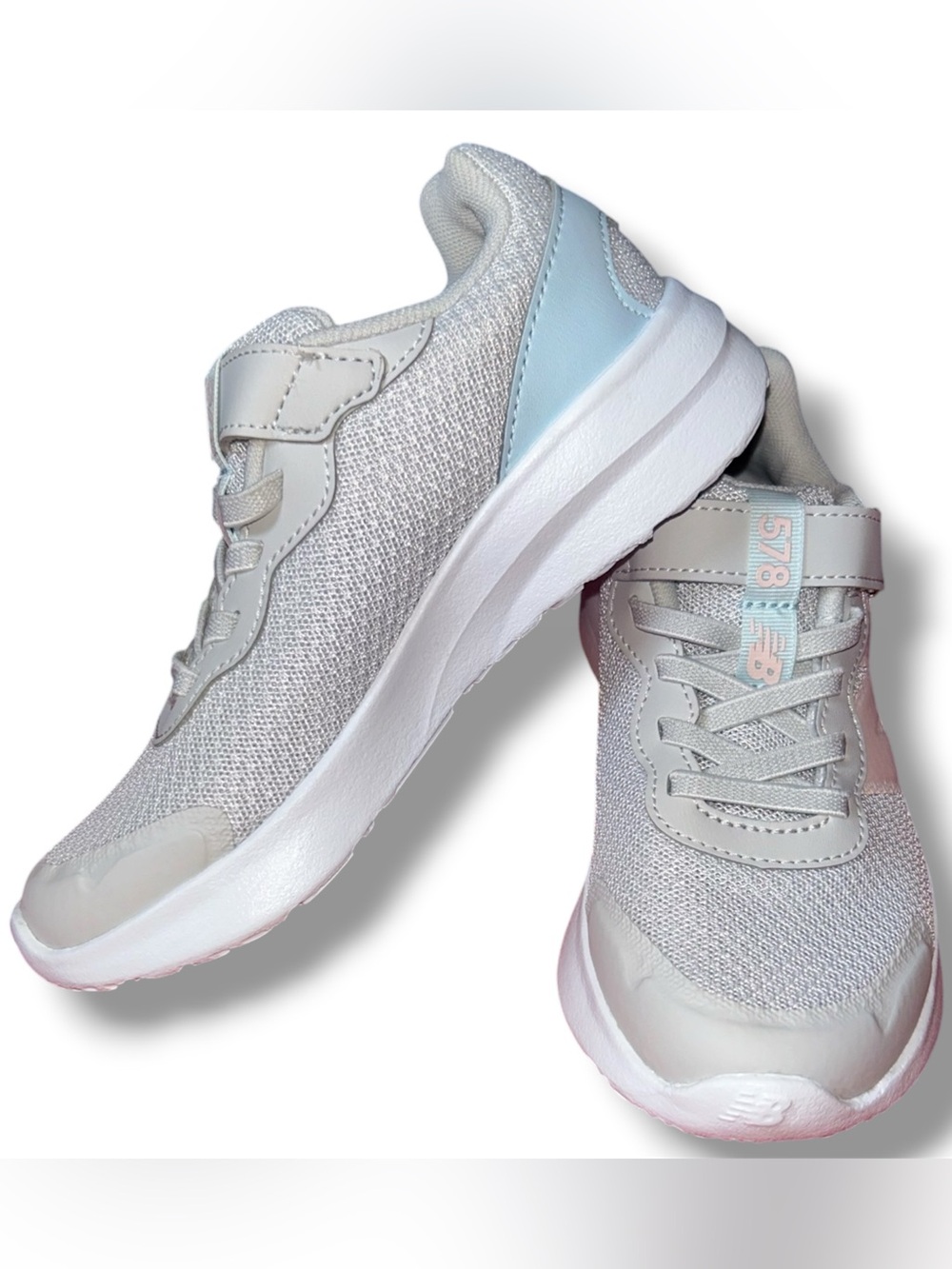 New Balance Kids Light Gray & Pink Mesh Sneakers Toddler Girl size 12 - Picture 3 of 8